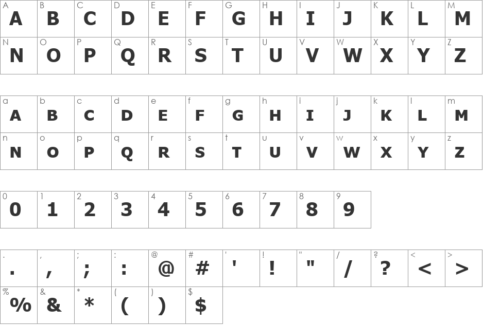 Tahoma Small Cap font character map preview