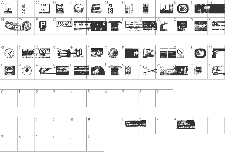 Tajunnan tuolla puolen font character map preview