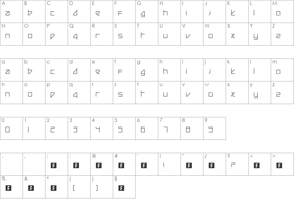 Beijing Redux Thin font character map preview