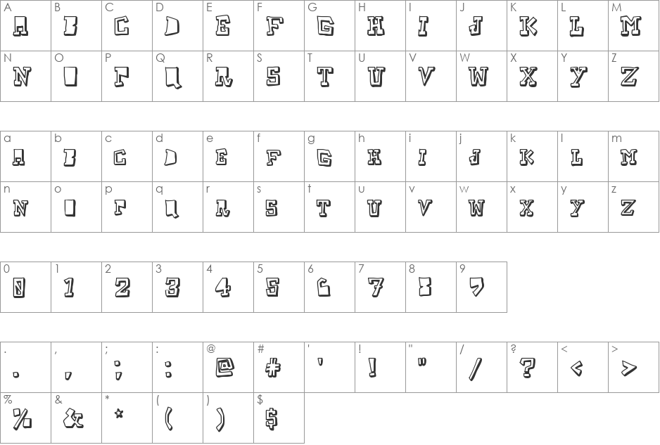 TakeTwo font character map preview