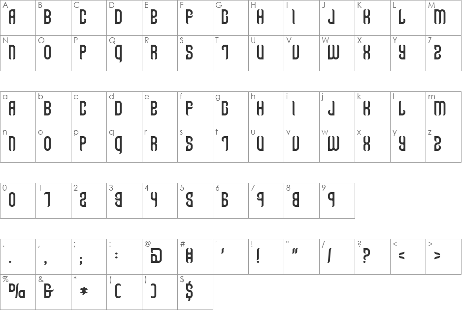 Talismanica font character map preview