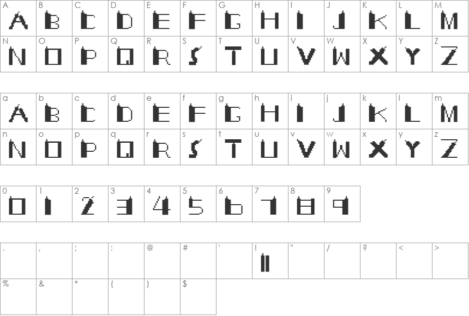 TALL TWIN font character map preview