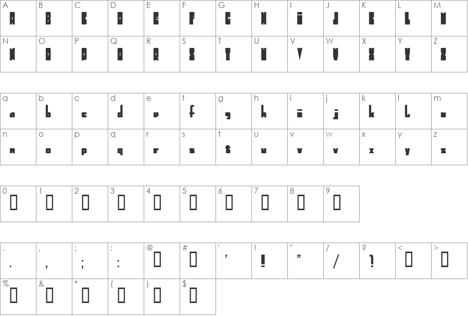Tallblocks font character map preview