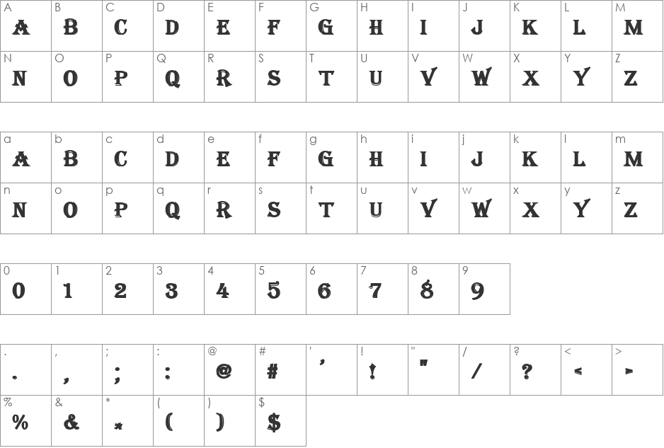 Tangiers font character map preview