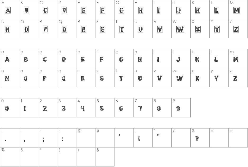 Tango Chips font character map preview