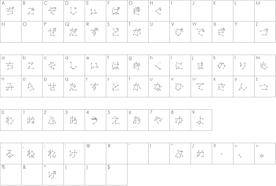 TansanHir font character map preview