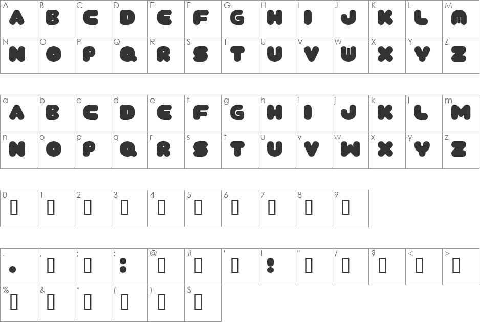 TANTOR font character map preview