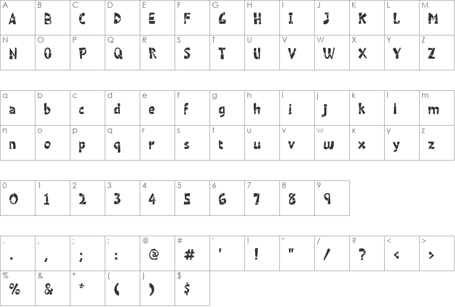 Tantrum font character map preview