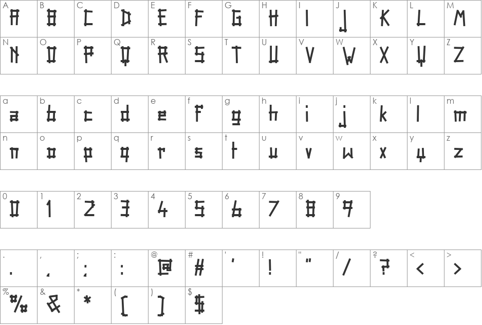 Tape Rail font character map preview