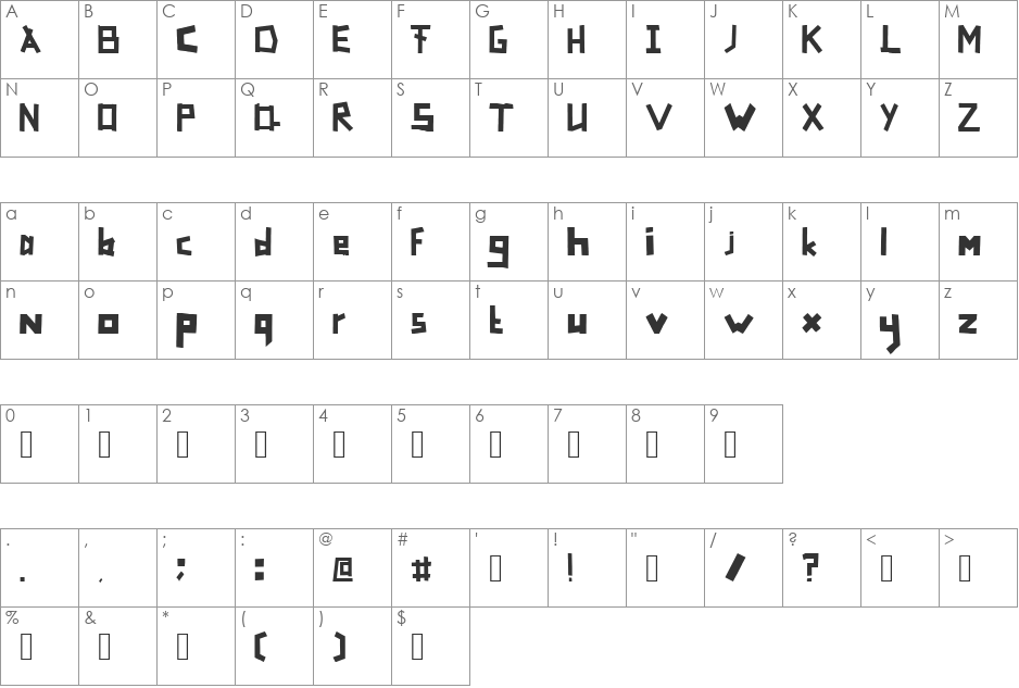 TapeFont font character map preview
