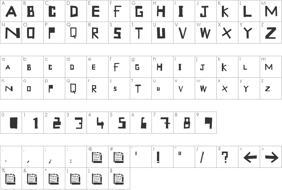 TapeType font character map preview