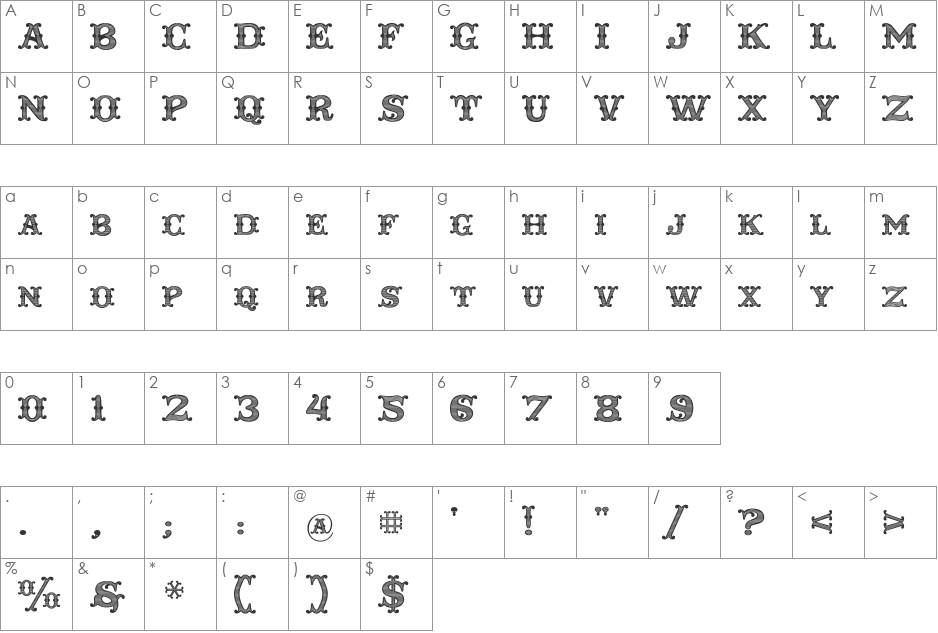 Taqueria Black Special font character map preview