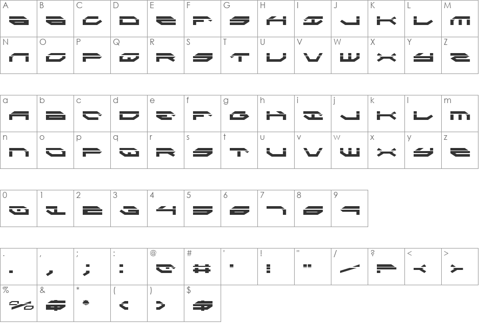 Taskforce Laser font character map preview