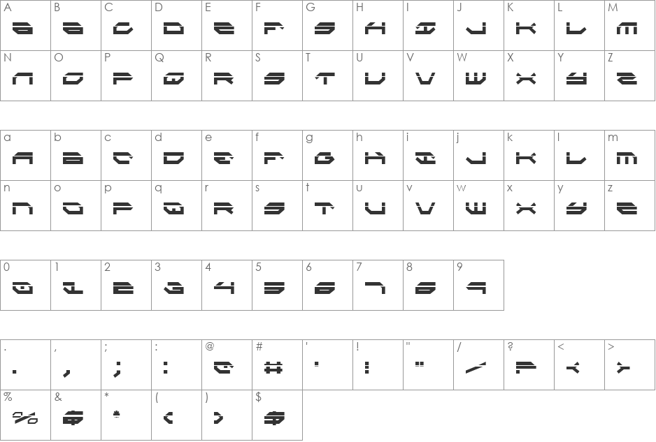 Taskforce Laser Condensed font character map preview