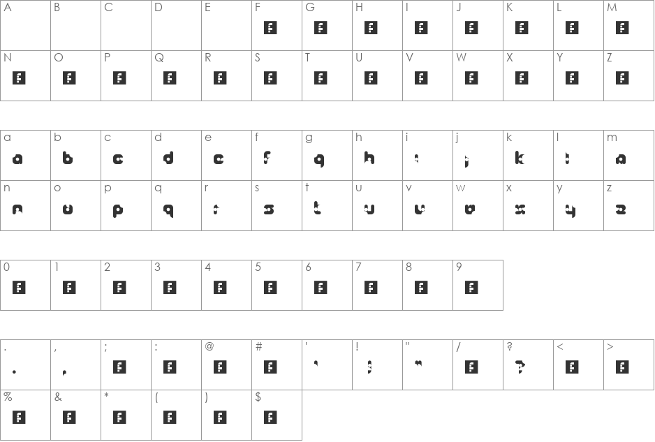 Tasty Glyphs font character map preview