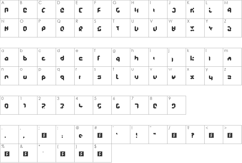 Tasty Glyphs.1 font character map preview
