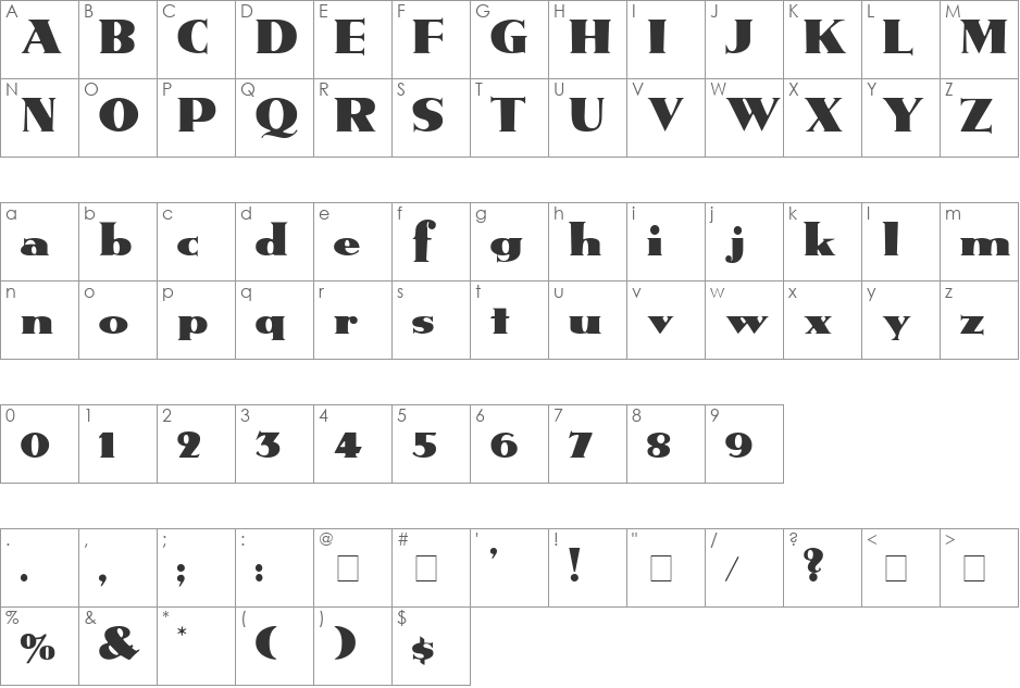 Tatio Display SSi font character map preview