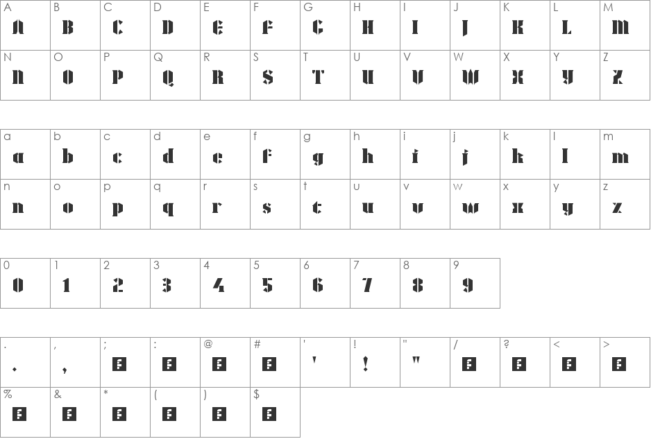 tattedteezcanada font character map preview