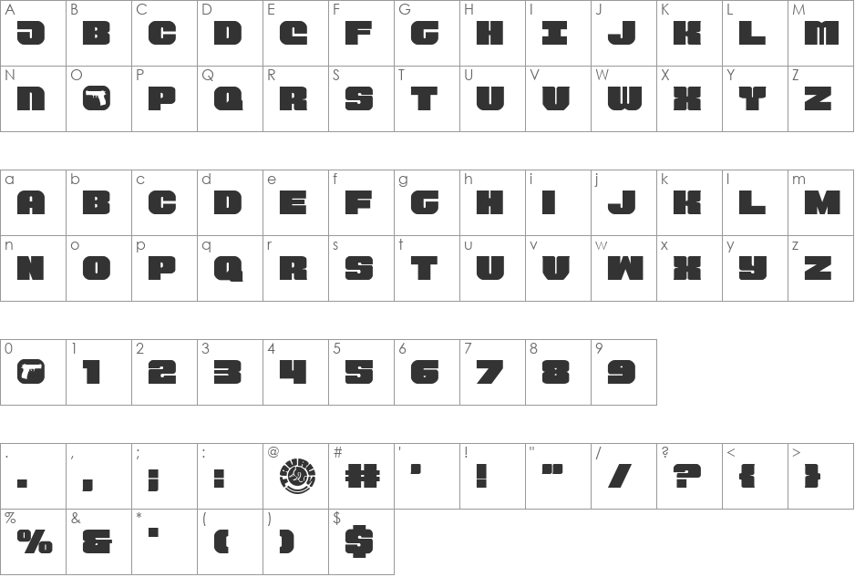 Tauro font character map preview