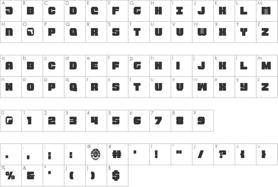 Tauro Condensed font character map preview