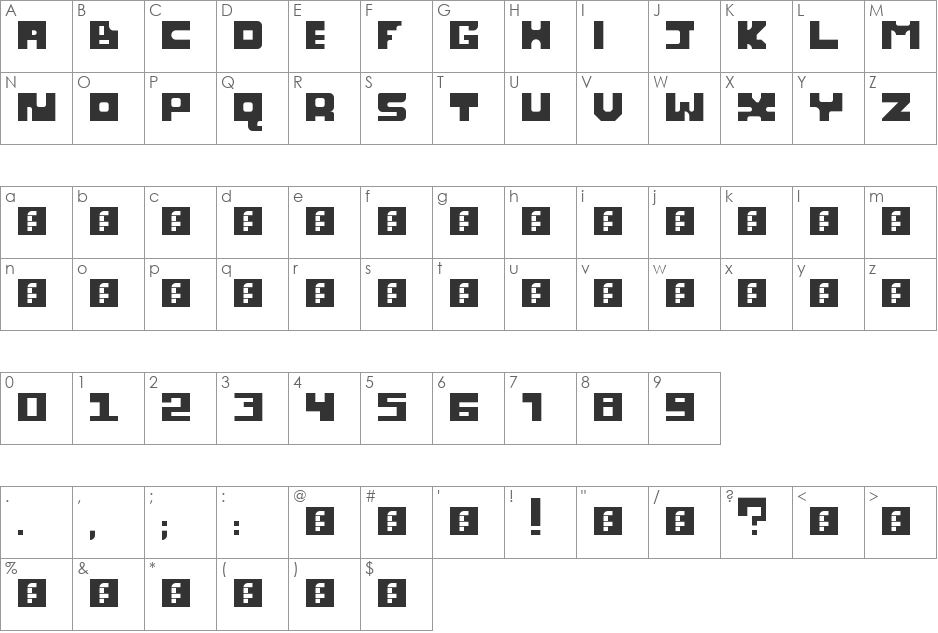 TAUS font character map preview