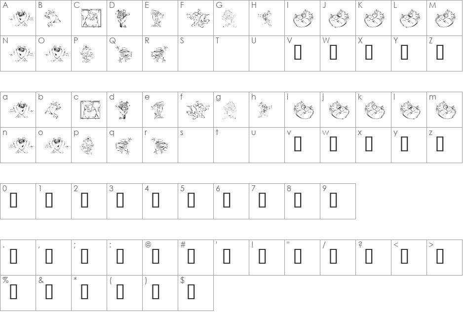 TazTheDevil font character map preview