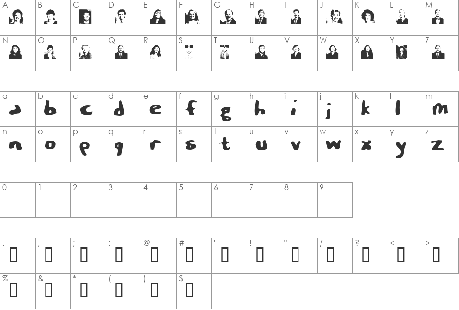 Teachers? font character map preview