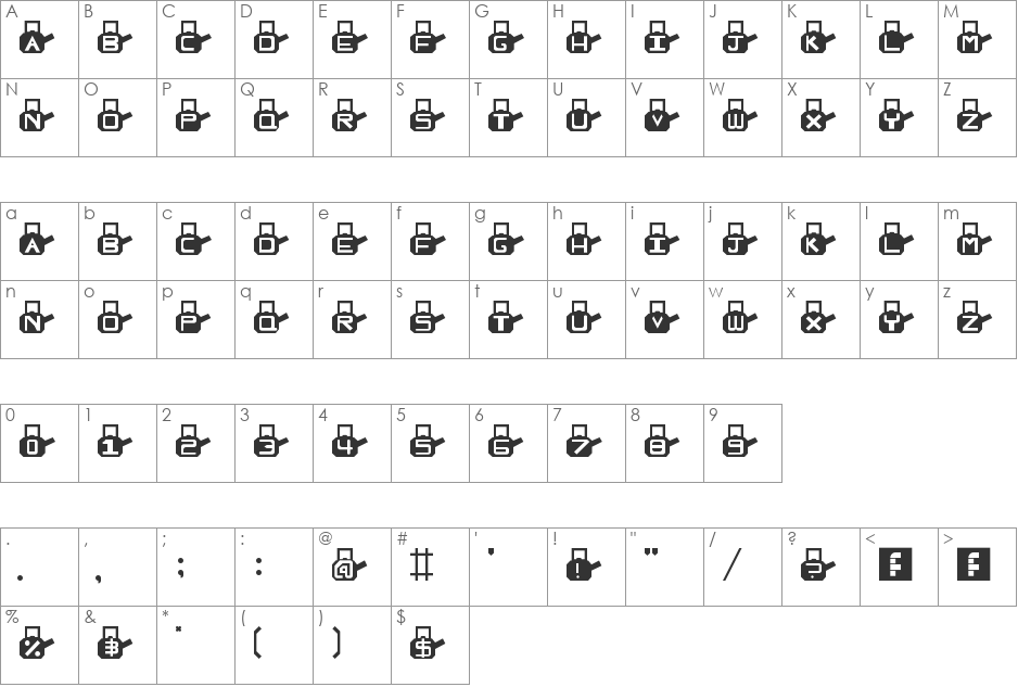 Teakettle font character map preview