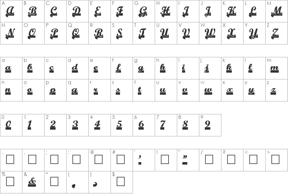 TeamSpirit font character map preview