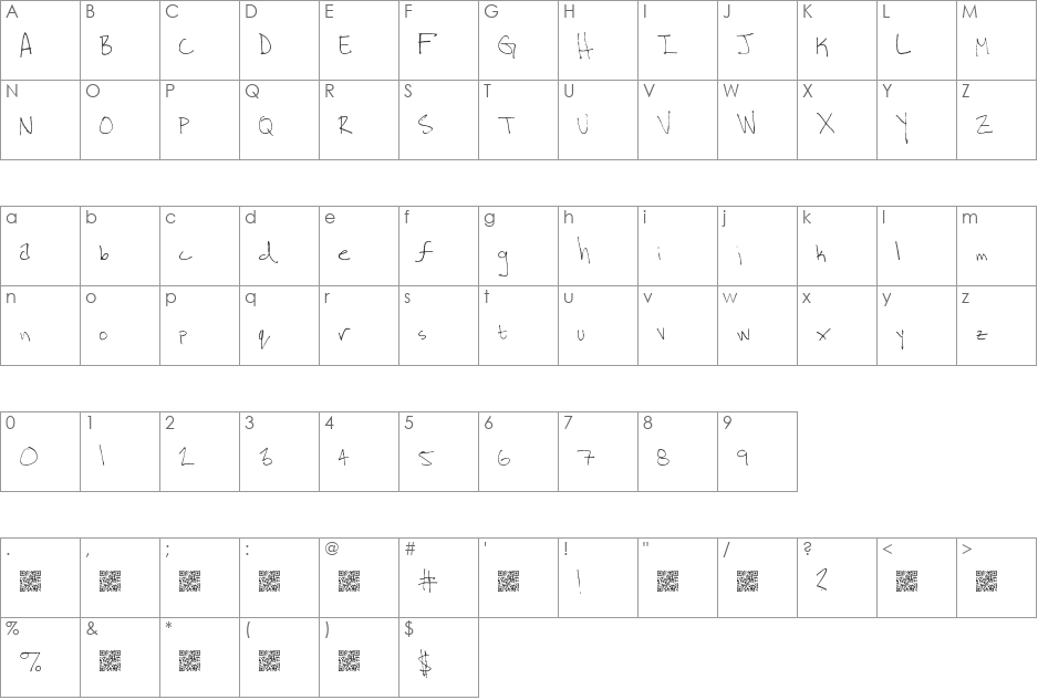 TeaParty font character map preview