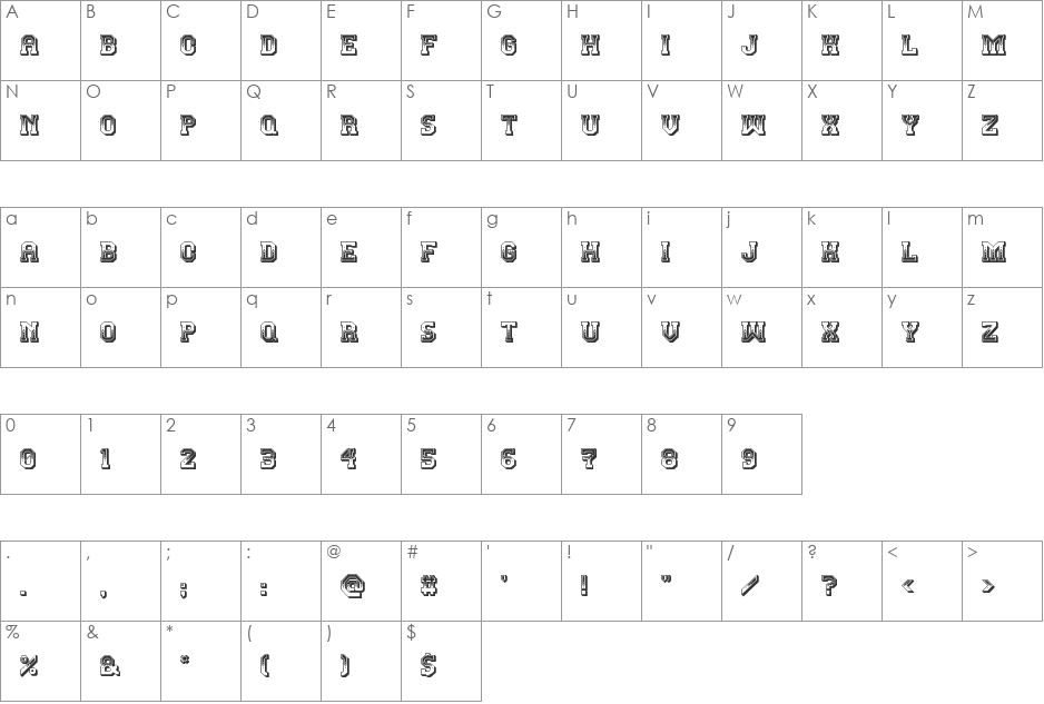 Teatral font character map preview