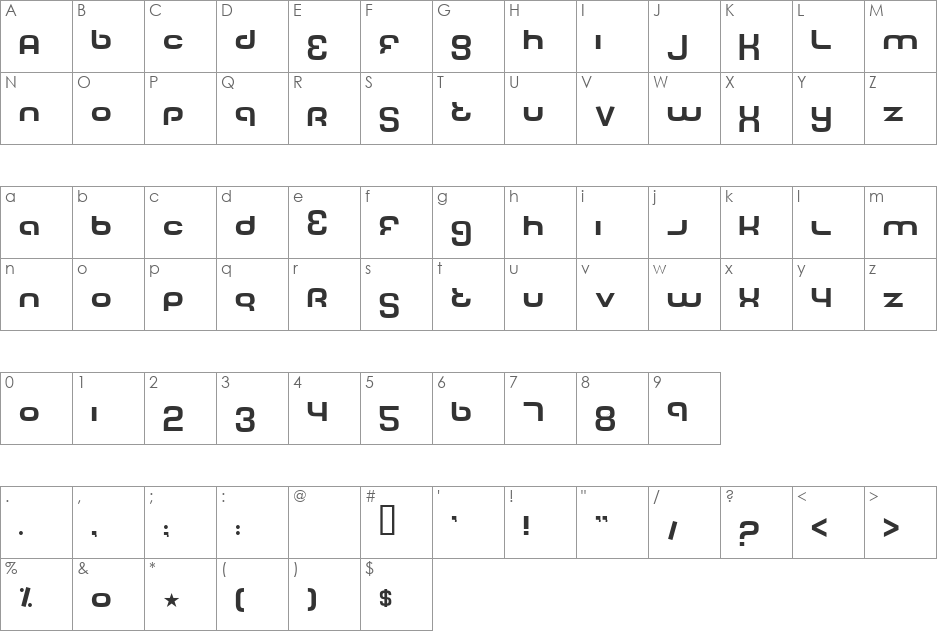 Tech Font font character map preview