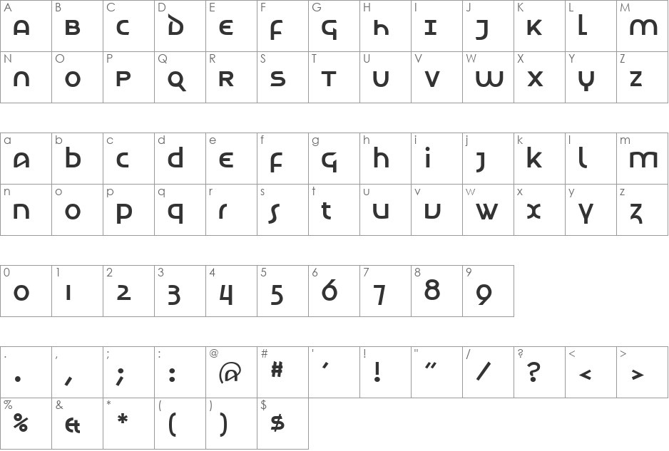 TechnoBold font character map preview