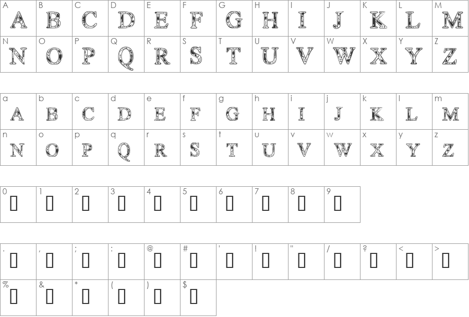 TechnoClastic font character map preview