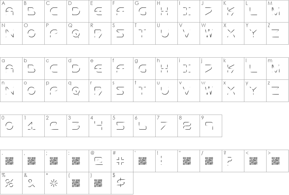 Technocracy font character map preview