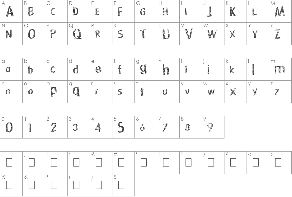 TechnoLogic font character map preview