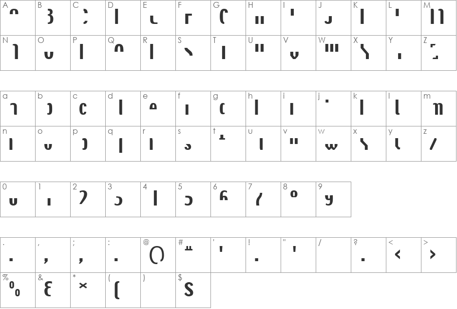 TechnoX2 font character map preview