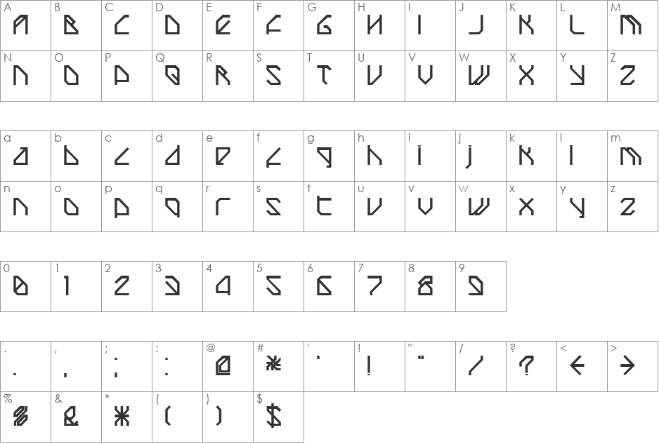 TechstepBold font character map preview