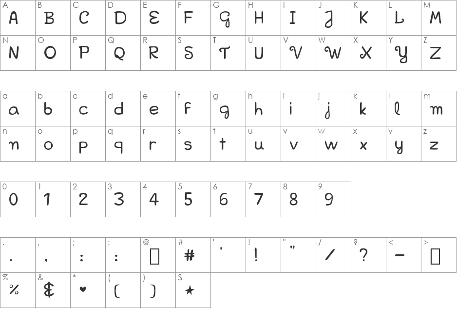 Bella K. Mad Font font character map preview