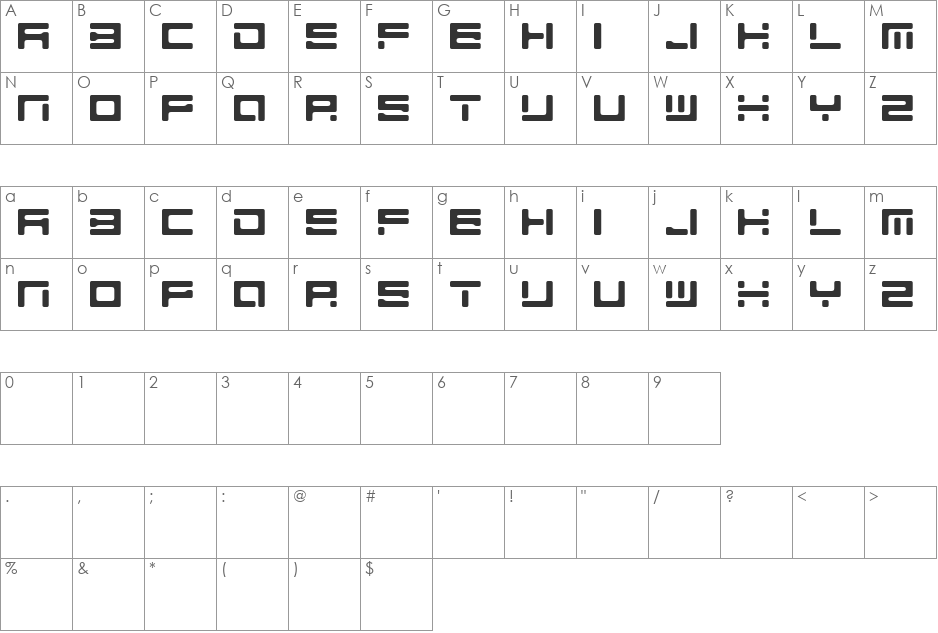 Teio font character map preview